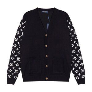Louis Vuitton Monogram Jacquard Knit V-Neck Cardigan